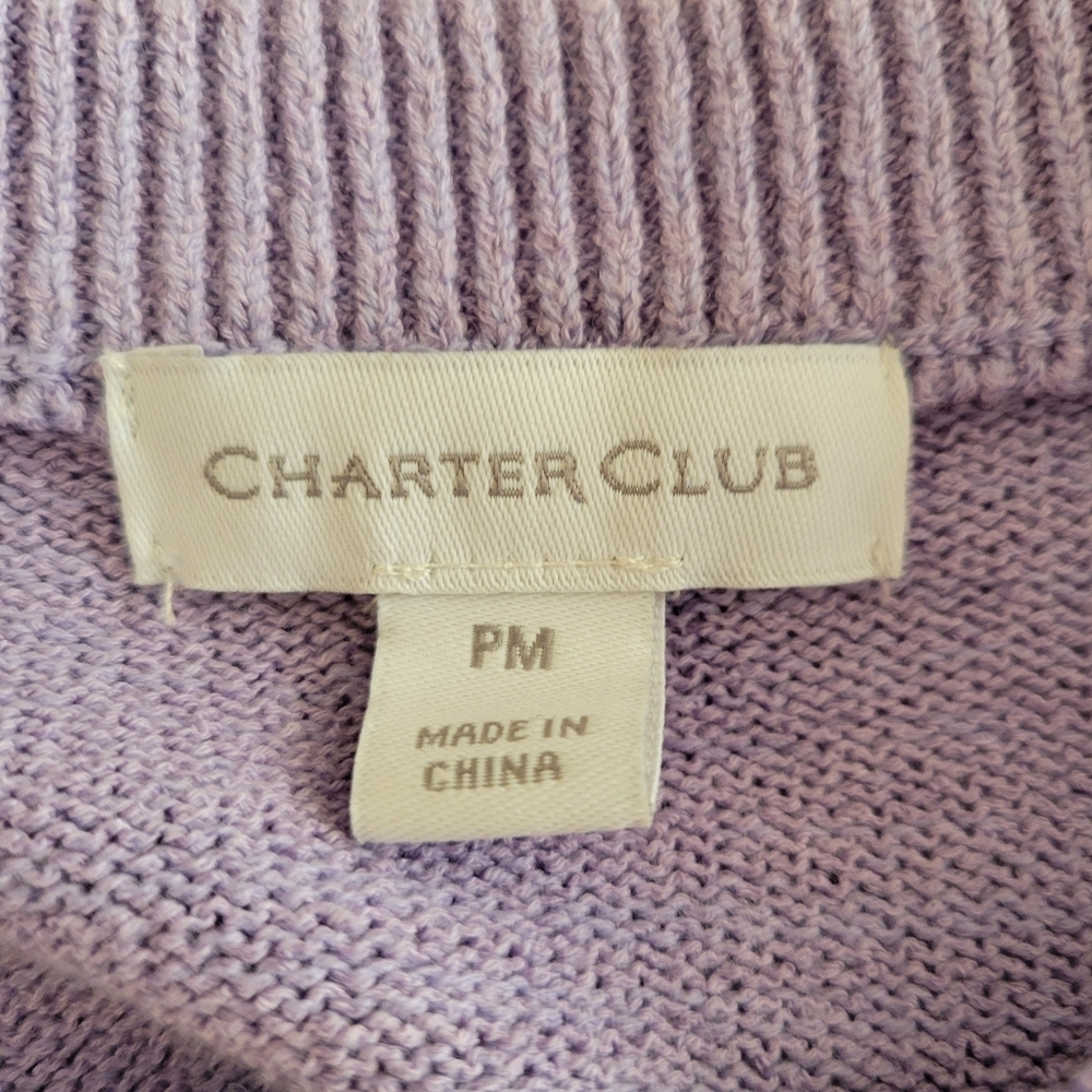Charter Club Lavender Floral Ruffle Sweater Size Medium Petite - Picture 5 of 5